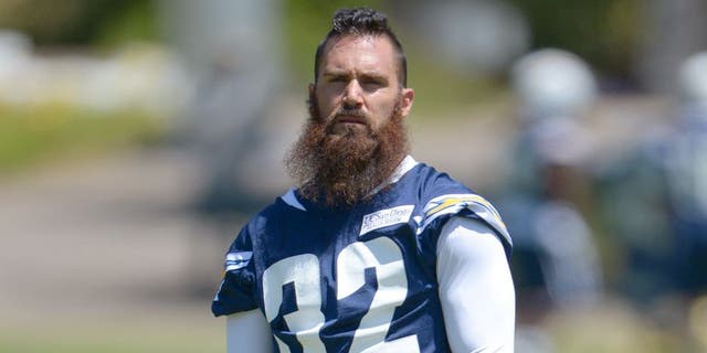 San Diego Chargers safety, Eric Weddell at a mini campground in Chargers Park in June 2014. 