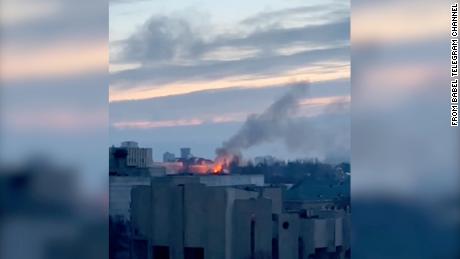 A fire broke out in western Kiev early Saturday.