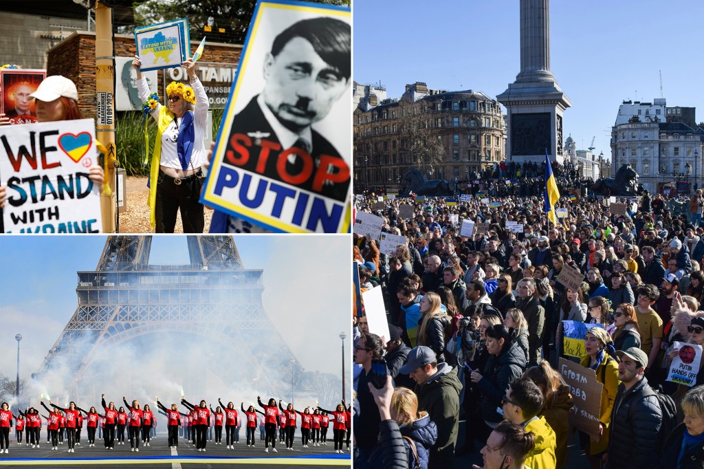 Kherson was occupied among cities around the world in protest of the Russian invasion of Ukraine