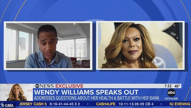 Wendy Williams spoke to Good Morning America reporter TJ Holmes on Thursday but declined to appear on camera.  she said she is