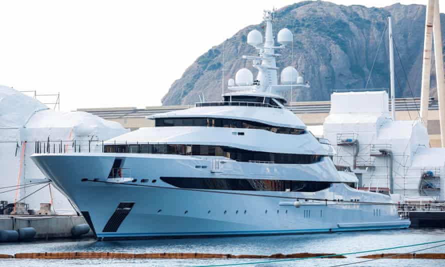 The luxury yacht Amore Vero, said to be owned by the head of Rosneft, in the port of La Ciotat near Marseille.