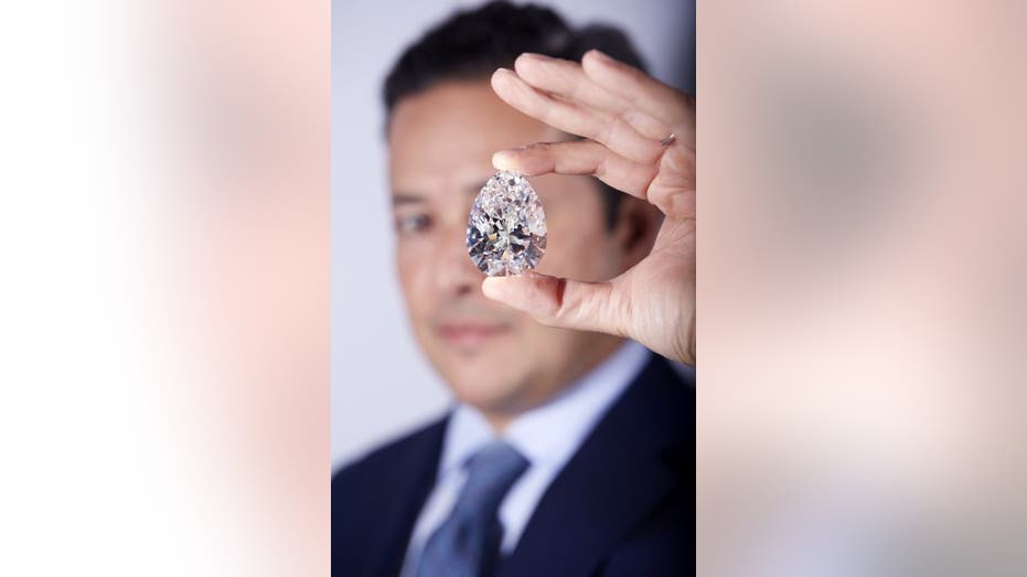 A 228-carat pear-shaped diamond was sold at Christie's