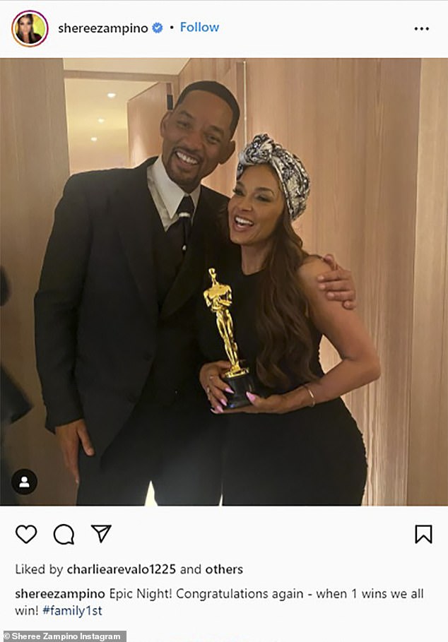 The latest: Will Smith's ex-wife Sherry Zampino, 54, shared a snap on Instagram with the 53-year-old actor on Monday holding an Oscar statuette after he won Best Actor for his performance in King Richard.