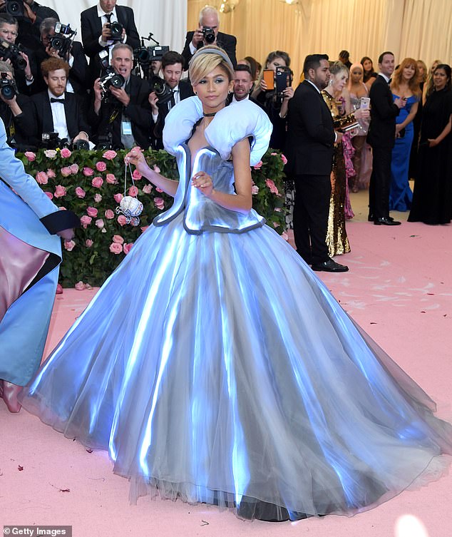Cinderella Moment: The last time Zendaya wore the steps of the Met in 2019 in a classic Disney-inspired Tommy Hilfiger costume.