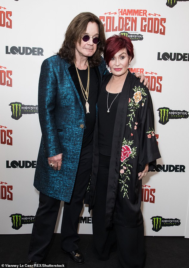 Concern: Sharon Osbourne is said to be 'by her worried side' after her sick husband Ozzy (both pictured in June 2018) contracted Covid-19