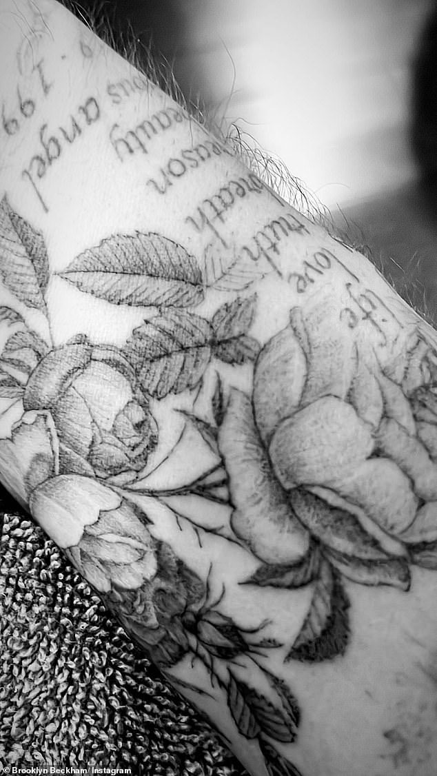 Inking: His latest earlier inking, which Brooklyn didn't say when he got, features several roses and leaves