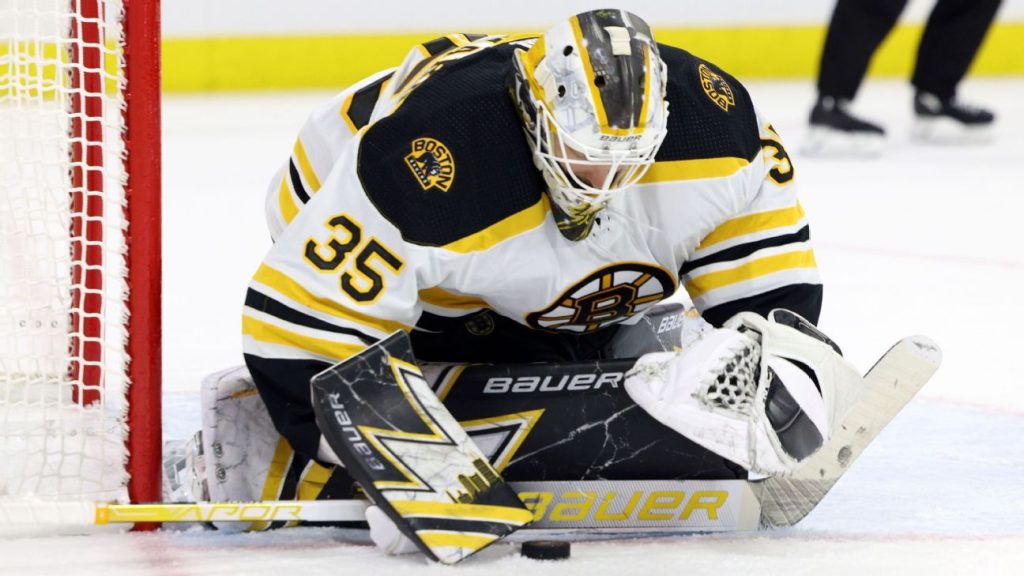 Boston Bruins 'won't put anything' on goalkeeper Linus Olmark after shaky first playoff