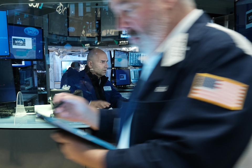 NEW YORK, NY - APRIL 28: Traders work on the floor of the New York Stock Exchange (NYSE) on April 28, 2022 in New York City.  The Dow Jones Industrial Average rose in morning trading as markets continued to move through a period of volatility due to inflation concerns and the war in Ukraine.  (Photo by Spencer Platt/Getty Images)