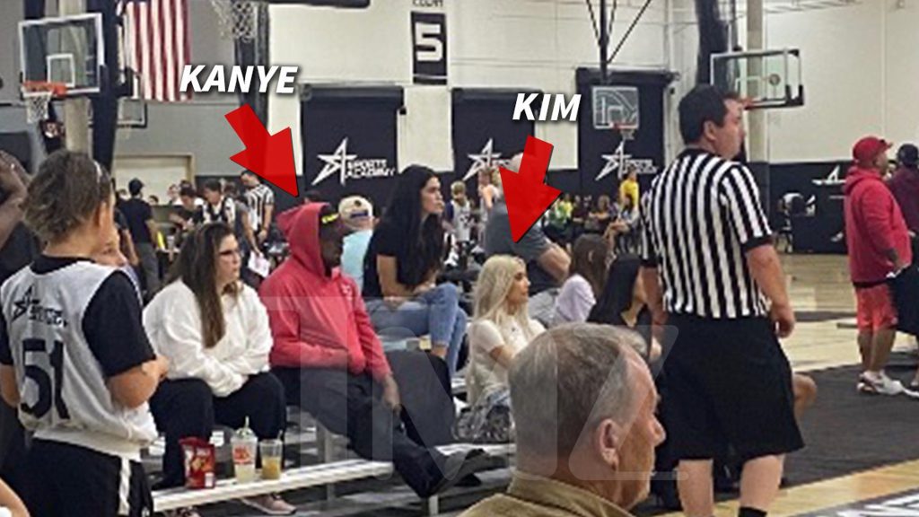 Kim Kardashian and Kanye West attend a daughter’s basketball game together