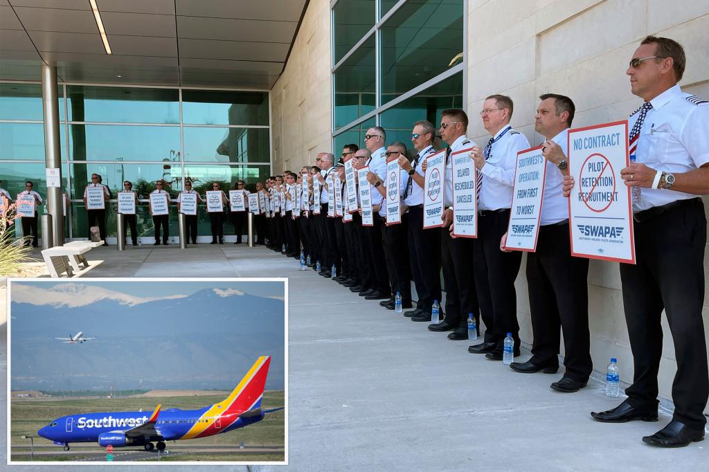 1,300 Southwest Airlines pilots protest over pay, hours at Texas airport