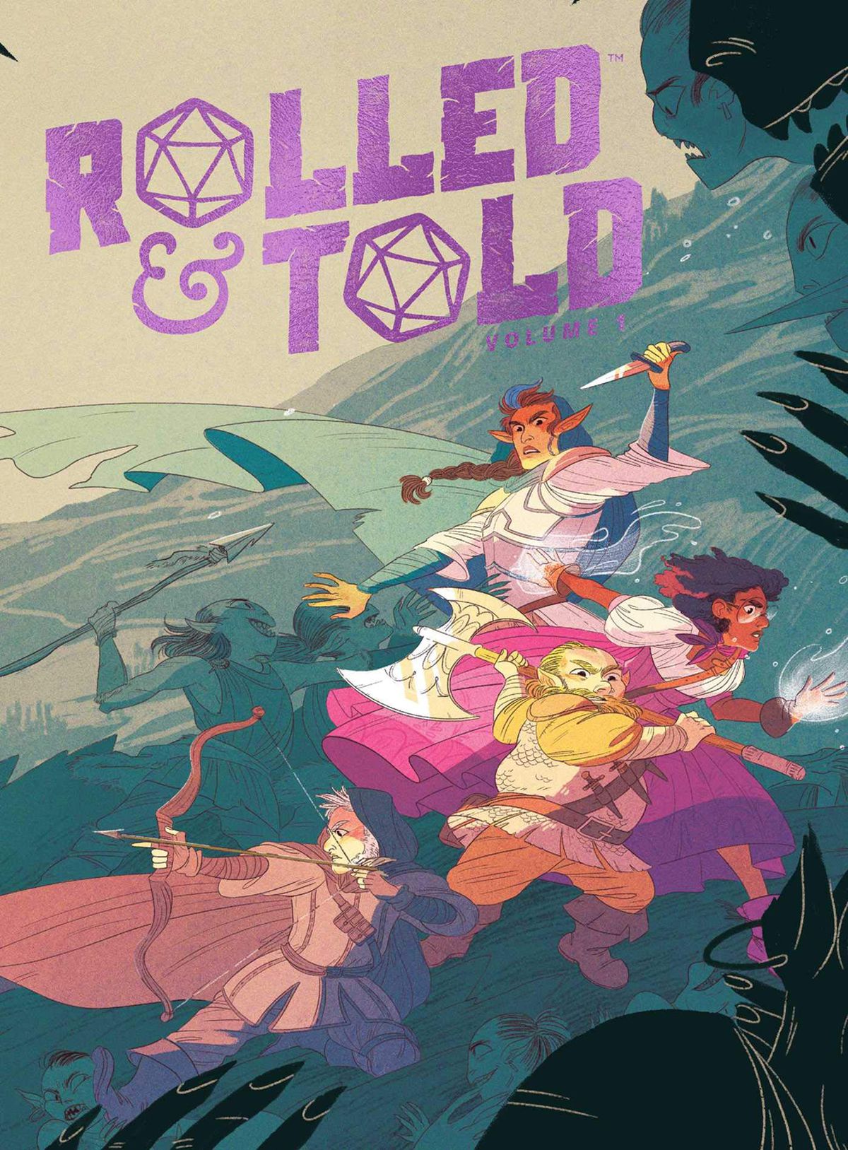 Cover art for Rolled & amp;  Told Volume 1 features an array of champions in pastel shades.