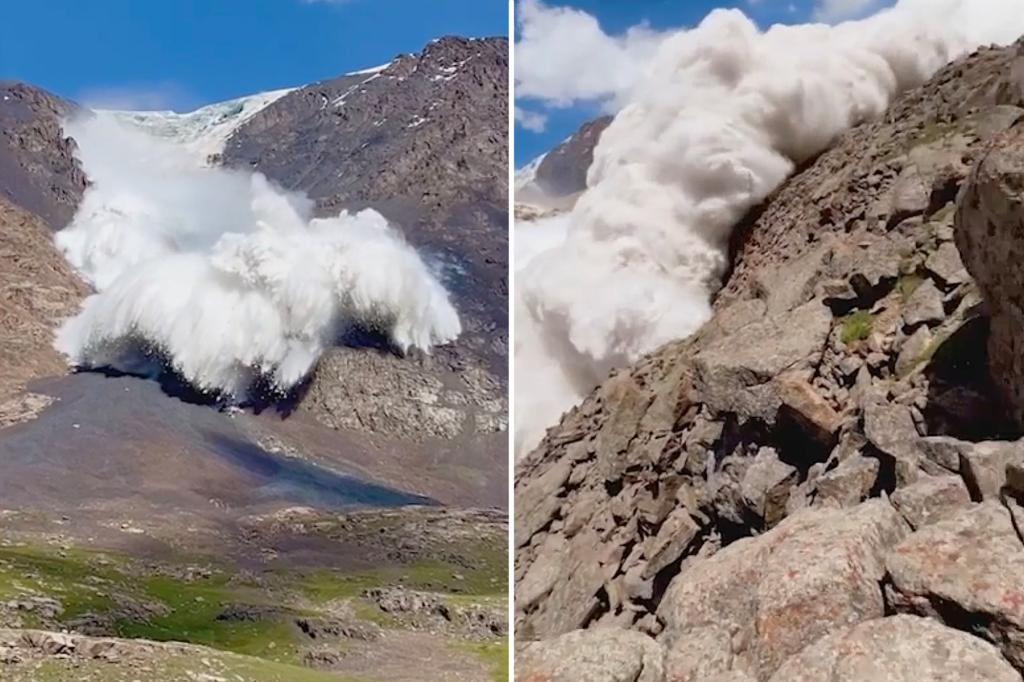 The video captures the amazing photographer of the massive avalanche