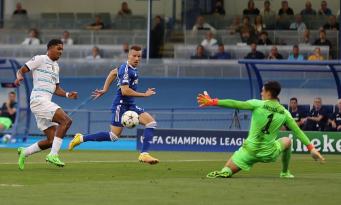 A superb finishing touch from Mislav Orcic gives Dinamo Zagreb a lead over hosts Chelsea.