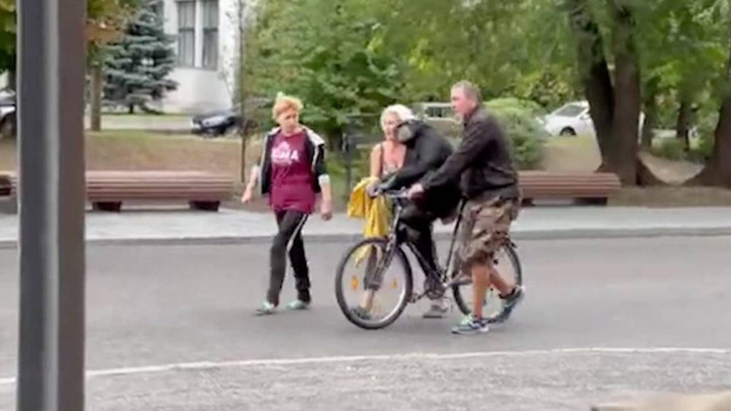 A chimpanzee escapes from the Kharkiv Zoo and returns in a raincoat on a bicycle