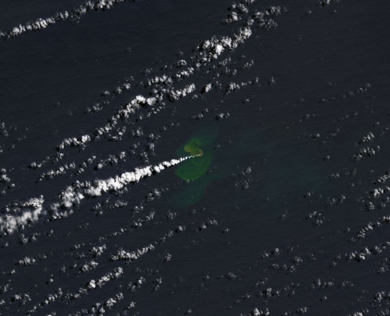Baby Island appears in the Pacific Ocean after the eruption of an underwater volcano