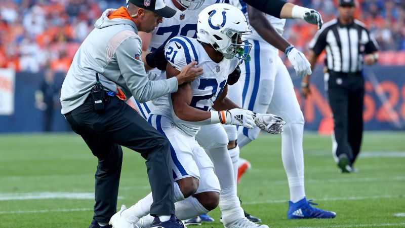 Indianapolis Colts RB Nyheim Hines falters after heavy blow in game against Denver Broncos, subject to concussion protocol