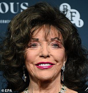 Usually glamorous: Known for her Hollywood glamour wherever she goes, Joanne, 89, has ditched her signature voluminous, big hair (pictured in October) for a gorgeous straight style.