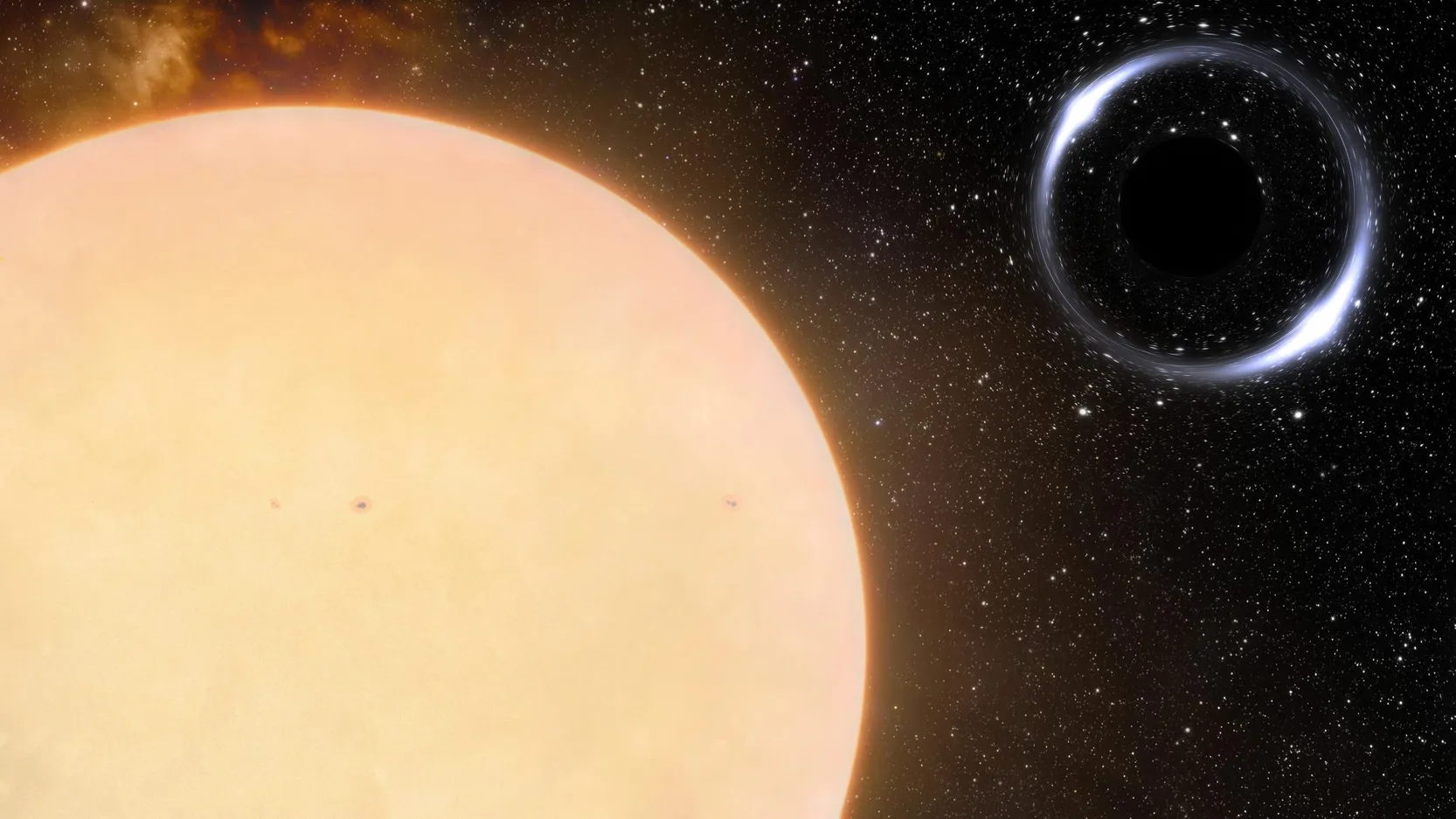 Artist's impression of the nearest black hole to Earth and its sun-associated star
