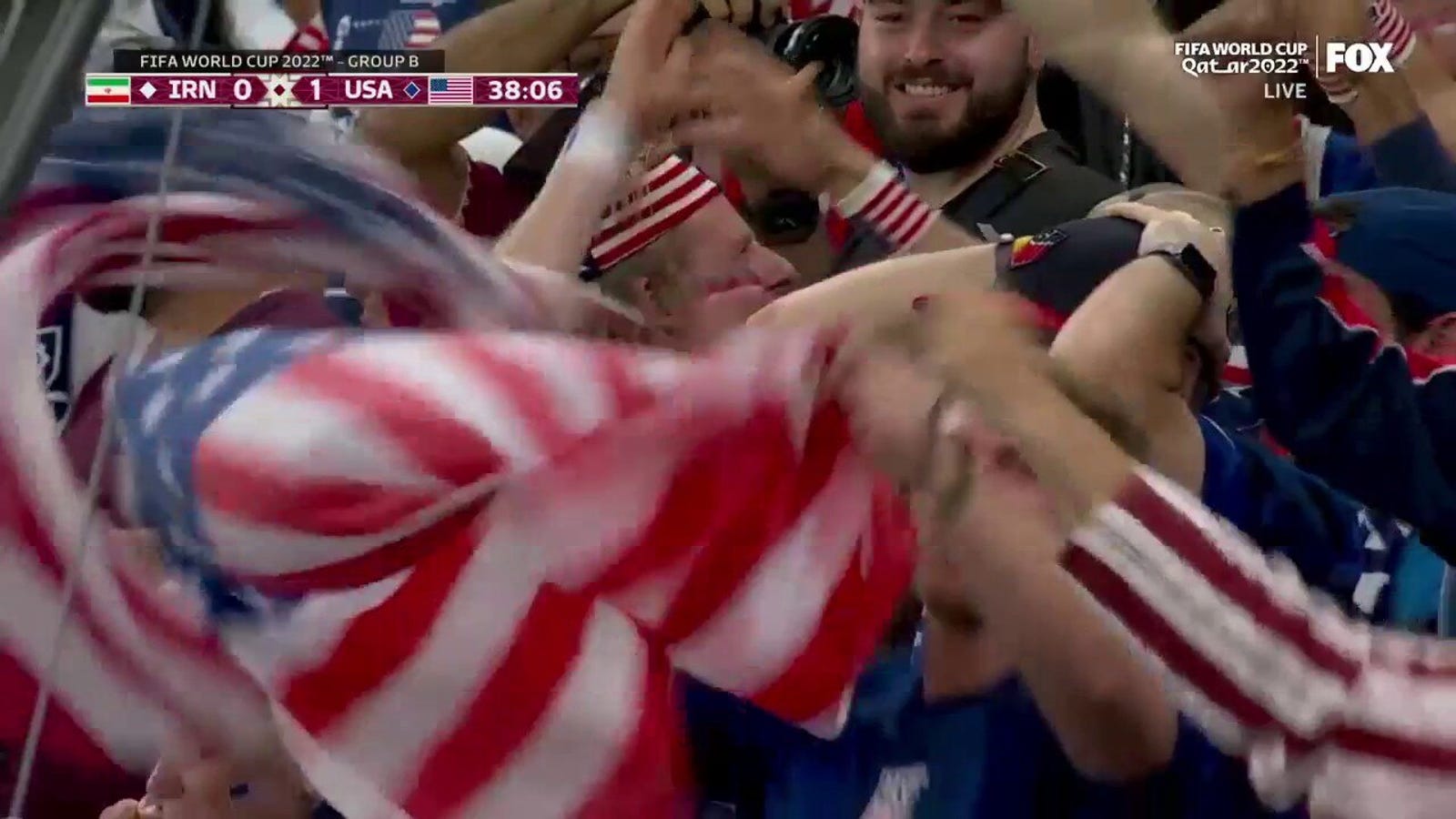 American Christian Pulisic scores a goal against Iran in the 38th minute 
