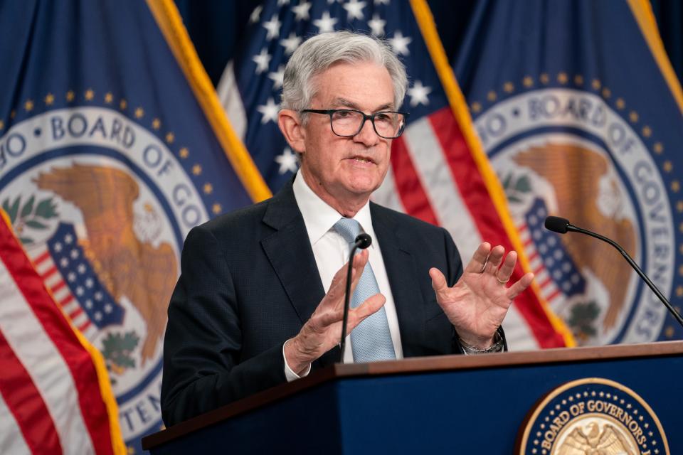 US Federal Reserve Chairman Jerome Powell attends a press conference in Washington, D.C., US, on November 2, 2022. The US Federal Reserve on Wednesday carried out its fourth consecutive interest rate hike by three-quarters of a percentage point, amid the worst inflation in four decades.  (Photo by Liu Ji/Xinhua via Getty Images)